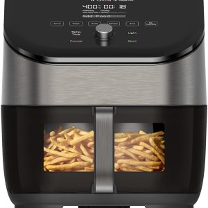 Instant Vortex Plus 5.7L, 6-in-1 Air Fryer with ClearCook™ S/S Odorerase Easy View Windows Built-in Air Filters, Air Fry, Roast, Broil, Bake, Reheat, Dehydrate, 1700W