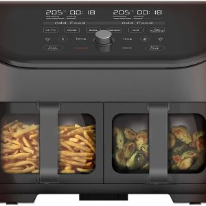 Instant Vortex Plus Dual Basket with ClearCook - 7.6L Digital Health Air Fryer, Black, 8-in-1 Smart Programs - Air Fry, Bake, Roast, Grill, Dehydrate, Reheat, XL Capacity -1700W