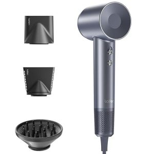 LAIFEN SWIFT SPECIAL - 110,000 RPM - High-Speed Hair Dryer - Negative Ionic Blow - Silver Blue (3 Nozzles)